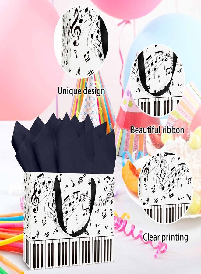 MUNILAIL 13 Inches Music Notes Gift Bag with Handle Tissue Paper and Greeting Card Musical Gift Bag for Boys Girls Birthday Party Baby Shower Music Themed Party Decorations Large Paper Bag - Image 4